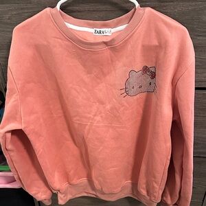Coral Pink Hello Kitty Crystal-Accent Sweatshirt size M